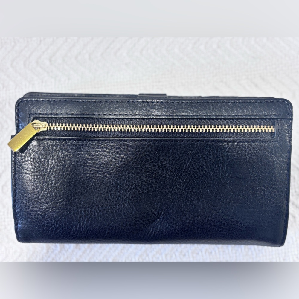 Fossil Black Leather Wallet with Gold Accent - Picture 9 of 12